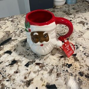 NWT Lang African American Santa Clause Hand Painted Winking Mug- SZ 4.5” tall